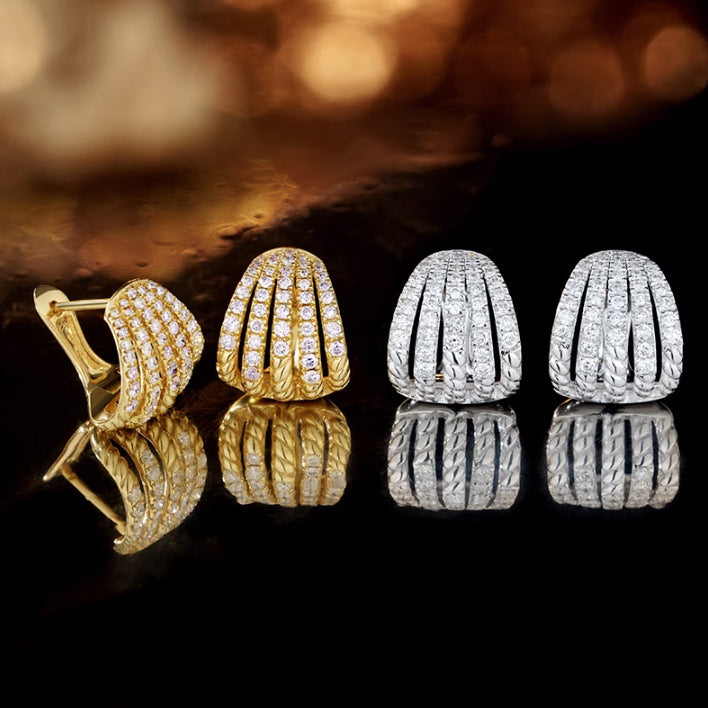 Retro Fashion Line Multi-layer Earrings With Dense Inlay