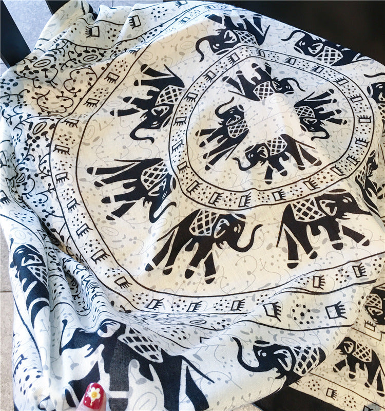 Cotton And Linen Ethnic Style Fake Sunscreen Scarf
