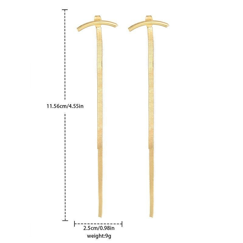 Tassel Earrings With Female Instagram Style Minimalist Design, Long Snake Bone Chain Earrings, Internet Famous Earrings
