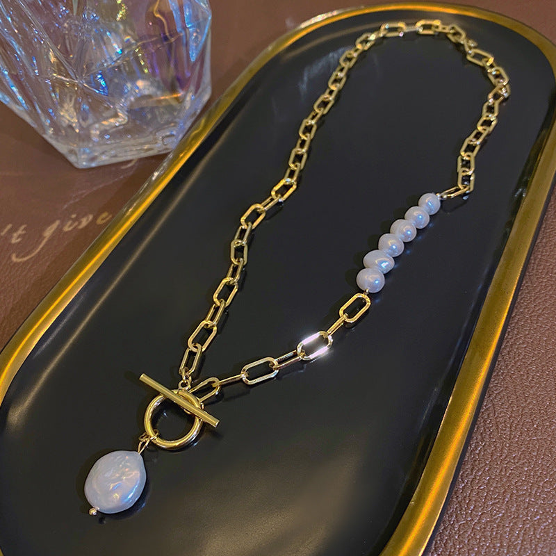 Asymmetric Metal Freshwater Pearl Necklace